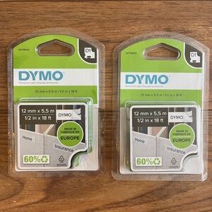 2 Pack x DYMO D1 Permanent Label , tape